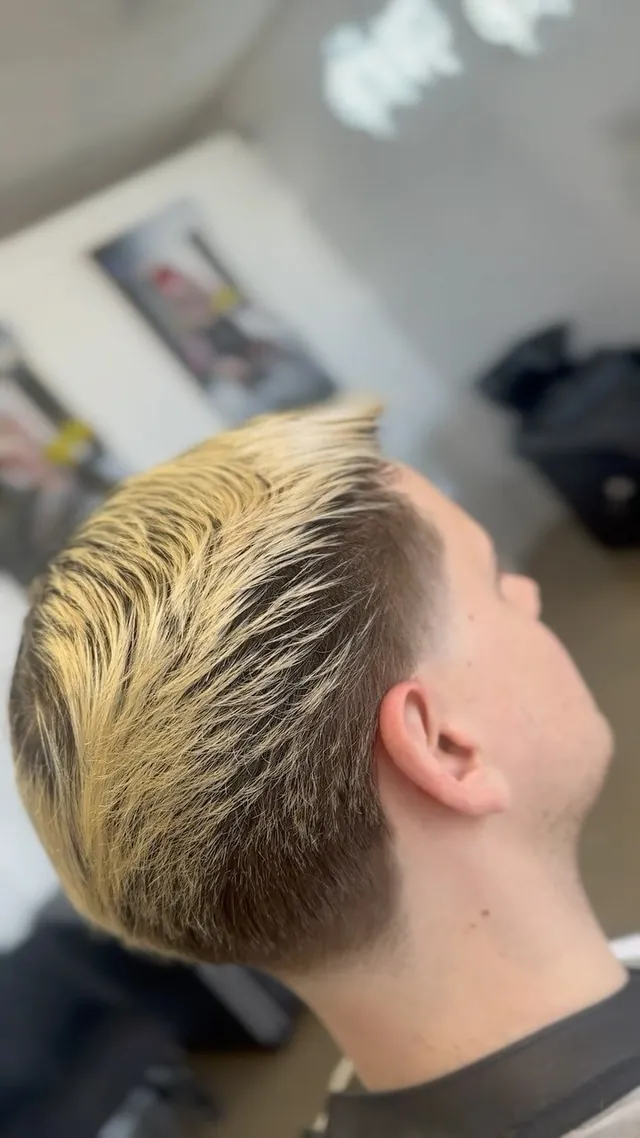 Blonde taper with colour, done at Chop Chopp's Barbershop